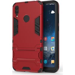 Mobigear Armor Stand Huawei Y7 (2019) Hülle Hardcase Backcover Stoßfest mit Ständer - Rot