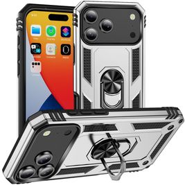 Mobigear Armor Ring iPhone 17 Pro Max Hülle Hardcase Backcover Stoßfest mit Ringhalter - Silber