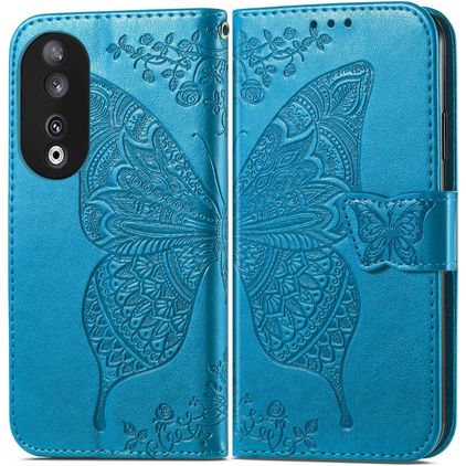 Mobigear Butterfly HONOR 90 Hülle Klapphülle Geldbörse - Blau