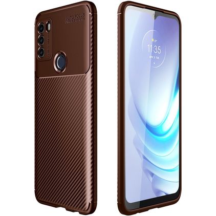 Mobigear Racing Motorola Moto G50 Hülle Flexibles TPU Backcover - Braun