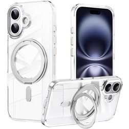 Mobigear Frosted Mag iPhone 17 MagSafe Hülle Hardcase Backcover mit Ständer - Silber