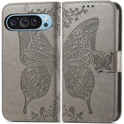 Mobigear Butterfly Google Pixel 9 Hülle Klapphülle Geldbörse - Grau