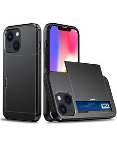 Mobigear Card iPhone 15 Hülle Hardcase Backcover Stoßfest mit Kartenhalter - Schwarz