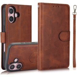 Mobigear Wallet iPhone 16 Hülle Abnehmbare 2in1 Klapphülle Geldbörse - Braun