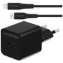Mobilize Single USB-C Ladegerät Apple Lightning 1 Meter Power Delivery 20W - Schwarz