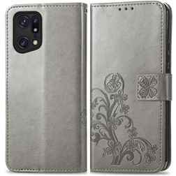 Mobigear Clover OPPO Find X5 Hülle Klapphülle Geldbörse - Grau