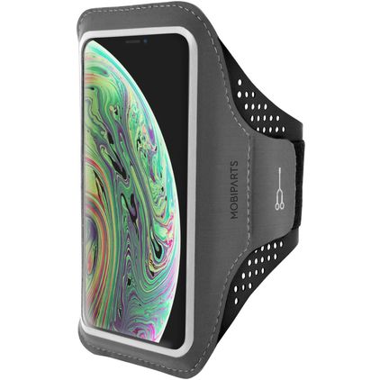 Mobiparts Comfort Fit Handyhalterung Joggen iPhone XS Sporthülle Neopren Sportarmband - Schwarz