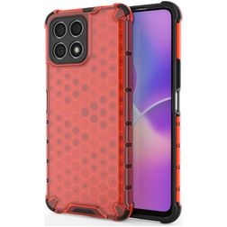 Mobigear Honeycomb HONOR X8 Hülle Hardcase Backcover Stoßfest - Rot