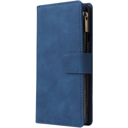 Mobigear Zipper OnePlus 8 Pro Hülle Klapphülle Geldbörse - Blau
