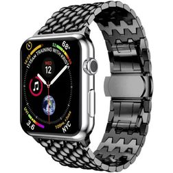 Mobigear Dragon Edelstahl Apple Watch Armband Faltschließe - 49/46/45/44 mm - Schwarz