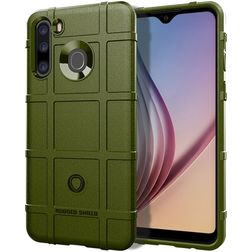Mobigear Rugged Shield Samsung Galaxy A21 Hülle Flexibles TPU Backcover Stoßfest - Grün