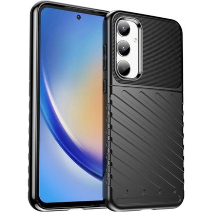 Mobigear Groove Samsung Galaxy A35 Hülle Flexibles TPU Backcover - Schwarz