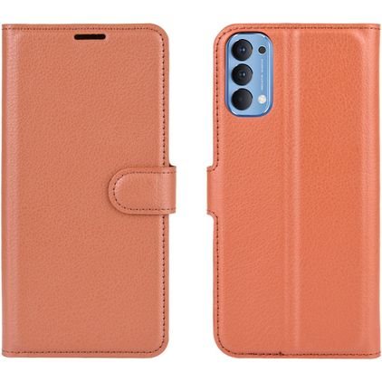 Mobigear Classic OPPO Reno 4 Hülle Klapphülle Geldbörse - Braun
