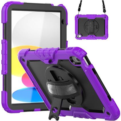 Mobigear SureGrip Xtreme iPad 11 (2025) Hülle Kunststoff,Silikon Backcover + Schulterträger + Ständer - Lila