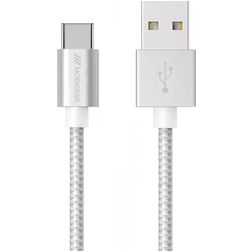 Mobigear Nylon USB-A auf USB-C Kabel 1 Meter - Weiß