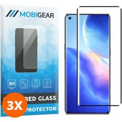 Mobigear Premium OPPO Find X3 Neo Panzerglas Gehärtetes Glas Displayschutz - Hüllenfreundlich - Schwarz (3er Pack)