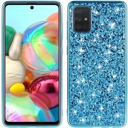 Mobigear Glitter Samsung Galaxy A51 Hülle Hardcase Backcover - Blau