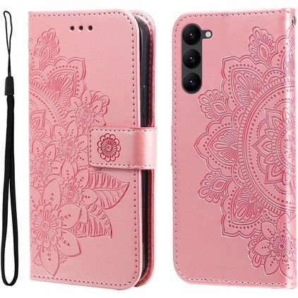 Mobigear Flowers Samsung Galaxy S23 Plus Hülle Klapphülle Geldbörse - Magenta
