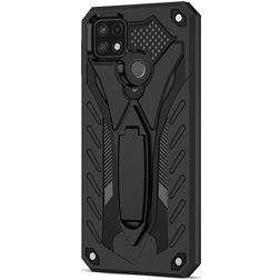 Mobigear Armor Stand Realme C21Y Hülle Hardcase Backcover Stoßfest mit Ständer - Schwarz