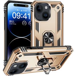 Mobigear Armor Ring iPhone 15 Plus Hülle Hardcase Backcover Stoßfest mit Ringhalter - Gold