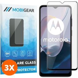Mobigear Premium Motorola Moto E22i Panzerglas Displayschutz - Hüllenfreundlich - Schwarz (3er Pack)