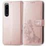 Mobigear clover Sony Xperia 5 IV Hülle Klapphülle Geldbörse - Roségold