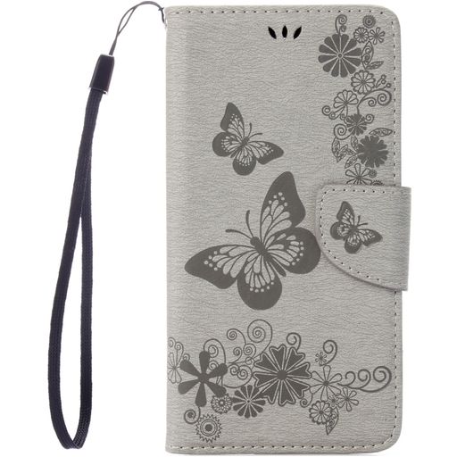 Mobigear Butterfly iPhone SE (2020) Hülle Klapphülle Geldbörse - Grau