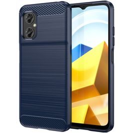 Mobigear Brushed Slim POCO M5 Hülle Flexibles TPU Backcover - Marineblau