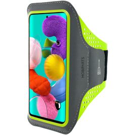 Mobiparts Comfort Fit Handyhalterung Joggen Samsung Galaxy A51 Sporthülle Neopren Sportarmband - Neon Green