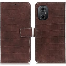 Mobigear Croco POCO M5 Hülle Klapphülle Geldbörse - Braun