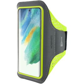 Mobiparts Comfort Fit Handyhalterung Joggen Samsung Galaxy S21 FE Sporthülle Neopren Sportarmband - Neon Green