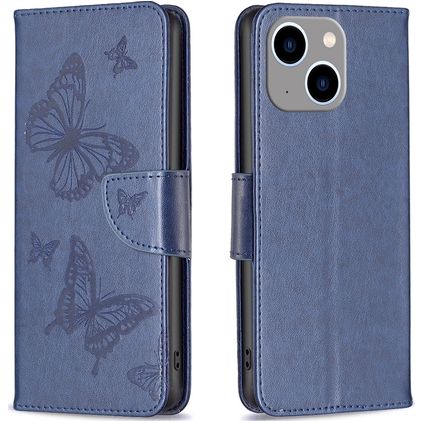 Mobigear Butterfly iPhone 15 Plus Klapphülle Portemonnaie - Blau