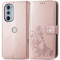 Mobigear Clover Motorola Edge 30 Pro Hülle Klapphülle Geldbörse - Roségold