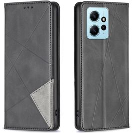 Mobigear Rhombus Slim Xiaomi Redmi Note 12 Hülle Klapphülle - Schwarz