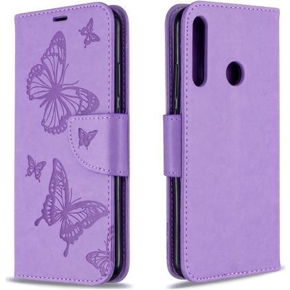 Mobigear Butterfly Huawei P40 Lite E Klapphülle Portemonnaie - Lila