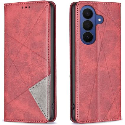 Mobigear Rhombus Slim Samsung Galaxy S26 FE Hülle Klapphülle - Rot