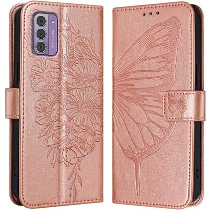 Mobigear Butterfly Nokia G42 Klapphülle Portemonnaie - Roségold