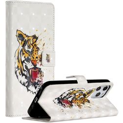 Mobigear Design iPhone 12 Pro Max Klapphülle Portemonnaie - Tiger