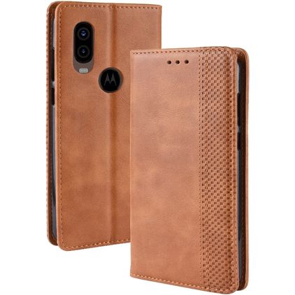 Mobigear Sensation Motorola One Vision Klapphülle Portemonnaie - Cognac