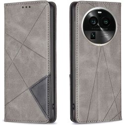 Mobigear Rhombus Slim OPPO Find X6 Pro Hülle Klapphülle - Grau