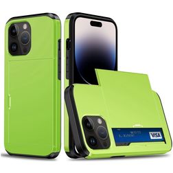Mobigear Card iPhone 15 Pro Max Hülle Hardcase Backcover Stoßfest mit Kartenhalter - Grün