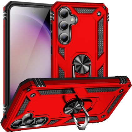Mobigear Armor Ring Samsung Galaxy S23 FE Hardcase Backcover Shockproof mit Ringhalter - Rot