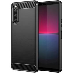 Mobigear Brushed Slim Sony Xperia 10 V Hülle Flexibles TPU Backcover - Schwarz