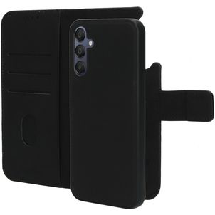Mobiparts Samsung Galaxy A15 Hülle Echtes Leder Abnehmbare 2in1 Klapphülle Geldbörse - Schwarz