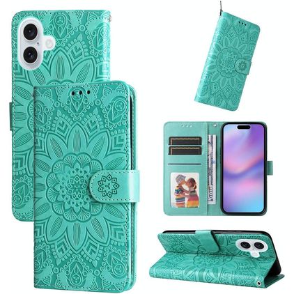 Mobigear Sunflower iPhone 17 Hülle Klapphülle Geldbörse - Grün