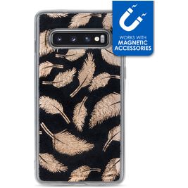 My Style Magneta Samsung Galaxy S10 Hülle Flexibles TPU Backcover - Golden Feathers