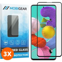 Mobigear Premium Samsung Galaxy A51 Panzerglas Gehärtetes Glas Displayschutz - Hüllenfreundlich - Schwarz (3er Pack)