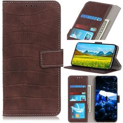 Mobigear Croco Motorola Moto E22 Hülle Klapphülle Geldbörse - Braun