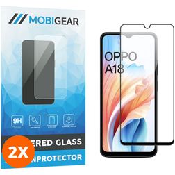 Mobigear Premium OPPO A18 Panzerglas Gehärtetes Glas Displayschutz - Hüllenfreundlich - Schwarz (2er Pack)