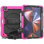 Mobigear SureGrip Xtreme iPad Pro 12.9 Zoll (2022) Hülle Kunststoff,Silikon Backcover + Stifthalter + Schulterträger + Ständer - Schwarz / Pink